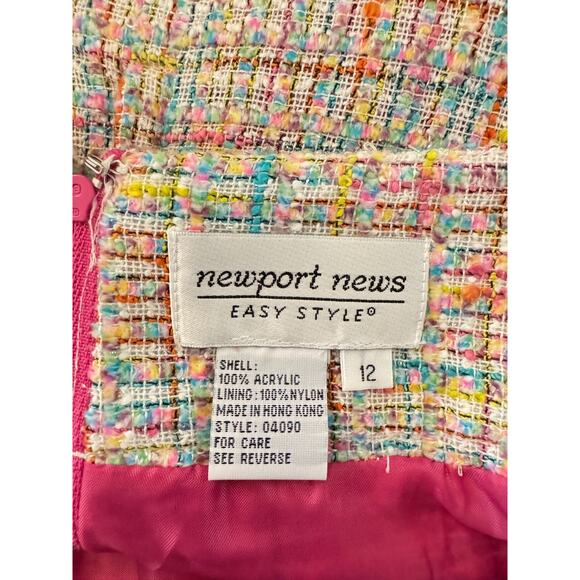 Vintage Newport News Sz 12 Pastel Tweed 2 Pc Suit Fringe Y2K Legally Blonde - Picture 2 of 16